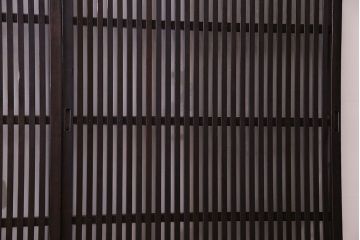 大正昭和期　裏ガラス入りのアンティーク格子戸(引き戸、建具)3枚セット