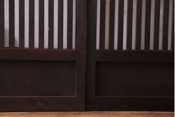 大正昭和期　裏ガラス入りのアンティーク格子戸(引き戸、建具)3枚セット