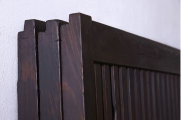 大正昭和期　裏ガラス入りのアンティーク格子戸(引き戸、建具)3枚セット