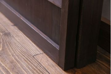 大正昭和期　裏ガラス入りのアンティーク格子戸(引き戸、建具)3枚セット