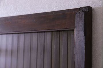 大正昭和期　裏ガラス入りのアンティーク格子戸(引き戸、建具)3枚セット