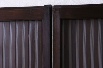 大正昭和期　裏ガラス入りのアンティーク格子戸(引き戸、建具)3枚セット