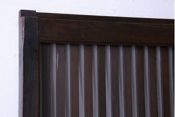 大正昭和期　裏ガラス入りのアンティーク格子戸(引き戸、建具)3枚セット