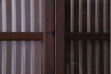 大正昭和期　裏ガラス入りのアンティーク格子戸(引き戸、建具)3枚セット