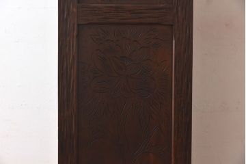 中古　伝統工芸　軽井沢彫り　牡丹の図柄が上品な縦型チェスト(和タンス、引き出し)