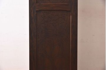 中古　伝統工芸　軽井沢彫り　牡丹の図柄が上品な縦型チェスト(和タンス、引き出し)