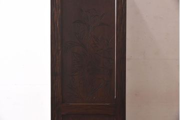中古　伝統工芸　軽井沢彫り　牡丹の図柄が上品な縦型チェスト(和タンス、引き出し)