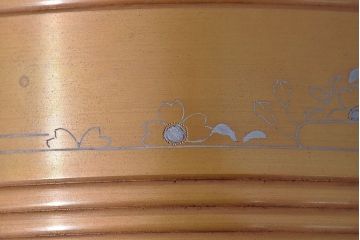 アンティーク雑貨　大正〜昭和初期　桜紅葉象嵌宣徳真鍮火鉢一対