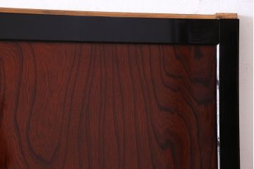 昭和期　ケヤキ材の杢目が存在感を放つガラス帯戸(引き戸、建具)2枚セット