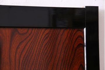 昭和期　ケヤキ材の杢目が存在感を放つガラス帯戸(引き戸、建具)2枚セット