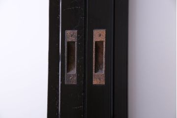 昭和期　ケヤキ材の杢目が存在感を放つガラス帯戸(引き戸、建具)2枚セット