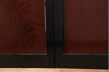 昭和期　ケヤキ材の杢目が存在感を放つガラス帯戸(引き戸、建具)2枚セット