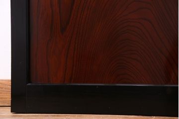 昭和期　ケヤキ材の杢目が存在感を放つガラス帯戸(引き戸、建具)2枚セット