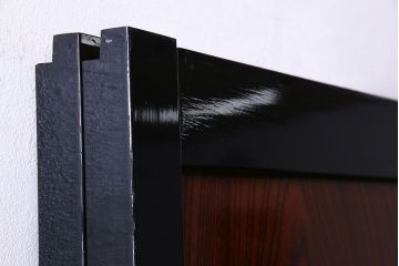 昭和期　ケヤキ材の杢目が存在感を放つガラス帯戸(引き戸、建具)2枚セット