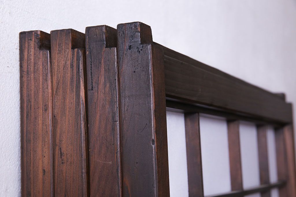 和製アンティーク　シックなデザインの縦額障子戸(引き戸、建具)4枚セット