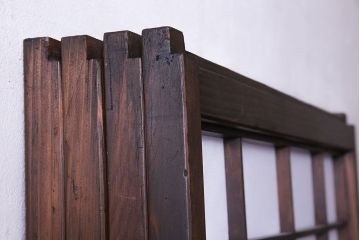 和製アンティーク　シックなデザインの縦額障子戸(引き戸、建具)4枚セット