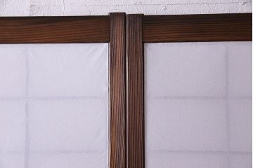 和製アンティーク　シックなデザインの縦額障子戸(引き戸、建具)4枚セット