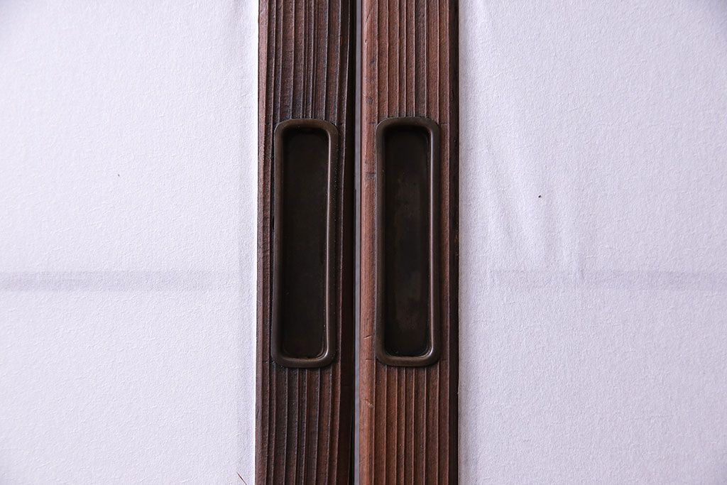 和製アンティーク　シックなデザインの縦額障子戸(引き戸、建具)4枚セット