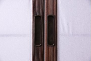 和製アンティーク　シックなデザインの縦額障子戸(引き戸、建具)4枚セット