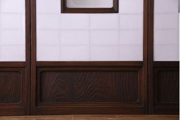 和製アンティーク　シックなデザインの縦額障子戸(引き戸、建具)4枚セット