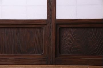 和製アンティーク　シックなデザインの縦額障子戸(引き戸、建具)4枚セット