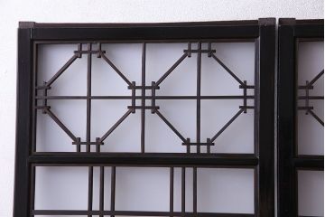 和製アンティーク　漆塗り!和モダンな書院ガラス戸(窓、引き戸)4枚セット