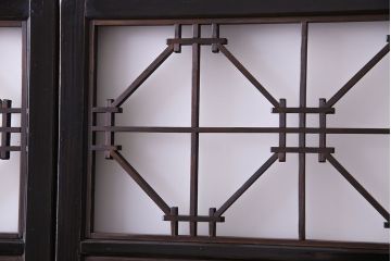 和製アンティーク　漆塗り!和モダンな書院ガラス戸(窓、引き戸)4枚セット