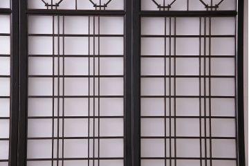 和製アンティーク　漆塗り!和モダンな書院ガラス戸(窓、引き戸)4枚セット