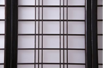 和製アンティーク　漆塗り!和モダンな書院ガラス戸(窓、引き戸)4枚セット