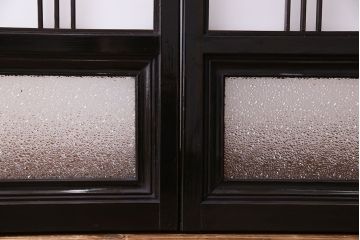 和製アンティーク　漆塗り!和モダンな書院ガラス戸(窓、引き戸)4枚セット