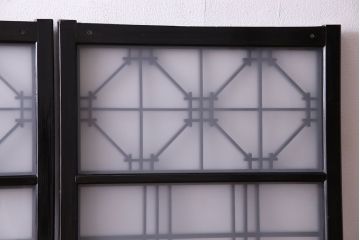 和製アンティーク　漆塗り!和モダンな書院ガラス戸(窓、引き戸)4枚セット
