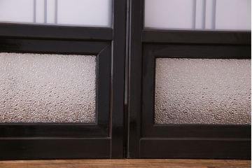 和製アンティーク　漆塗り!和モダンな書院ガラス戸(窓、引き戸)4枚セット