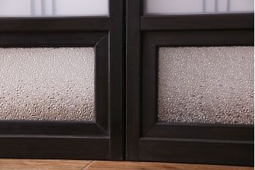 和製アンティーク　漆塗り!和モダンな書院ガラス戸(窓、引き戸)4枚セット