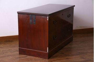 アンティーク家具　昭和期　前面ケヤキ材　漆塗りが美しいタンスローチェスト(引き出し、箪笥)