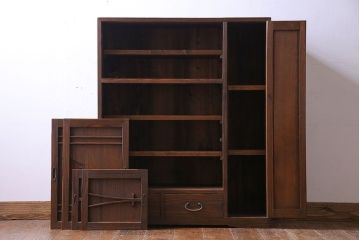 レトロ家具　引き出し付き!レトロなデザインのアンティーク下駄箱(収納棚、戸棚)