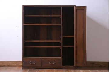 レトロ家具　引き出し付き!レトロなデザインのアンティーク下駄箱(収納棚、戸棚)