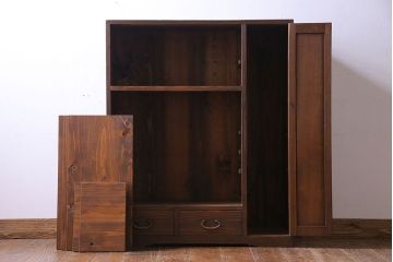 レトロ家具　引き出し付き!レトロなデザインのアンティーク下駄箱(収納棚、戸棚)