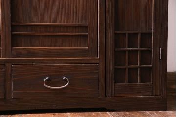 レトロ家具　引き出し付き!レトロなデザインのアンティーク下駄箱(収納棚、戸棚)