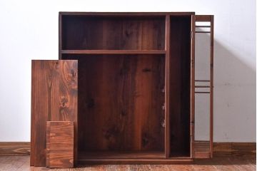 アンティーク家具　和製アンティーク　気泡ガラスがおしゃれな収納棚(下駄箱、戸棚、本箱)