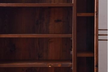 アンティーク家具　和製アンティーク　気泡ガラスがおしゃれな収納棚(下駄箱、戸棚、本箱)