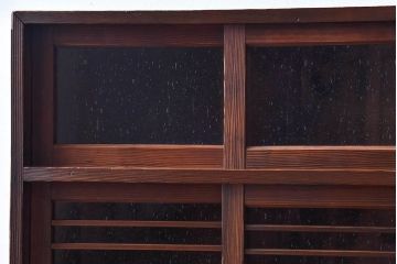 アンティーク家具　和製アンティーク　気泡ガラスがおしゃれな収納棚(下駄箱、戸棚、本箱)