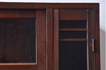 アンティーク家具　和製アンティーク　気泡ガラスがおしゃれな収納棚(下駄箱、戸棚、本箱)