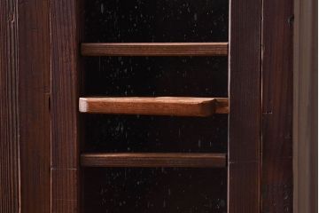 アンティーク家具　和製アンティーク　気泡ガラスがおしゃれな収納棚(下駄箱、戸棚、本箱)