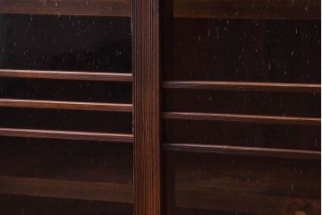 アンティーク家具　和製アンティーク　気泡ガラスがおしゃれな収納棚(下駄箱、戸棚、本箱)