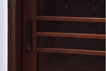 アンティーク家具　和製アンティーク　気泡ガラスがおしゃれな収納棚(下駄箱、戸棚、本箱)