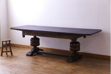 アンティーク家具　イギリスアンティーク　上質な特大ドローリーフテーブル(エクステンションテーブル)