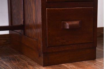 アンティーク家具　大正ロマン　透かし彫りがおしゃれなワークデスク(片袖机、在宅ワーク、在宅用子供机)