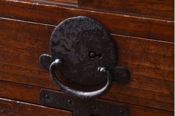 アンティーク家具　和製アンティーク　引き戸のデザインが魅力的なローチェスト(リビングボード、収納棚)