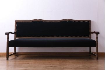 アンティーク家具　大正ロマン　上品な雰囲気漂う3人掛けソファベンチ(アームソファ)
