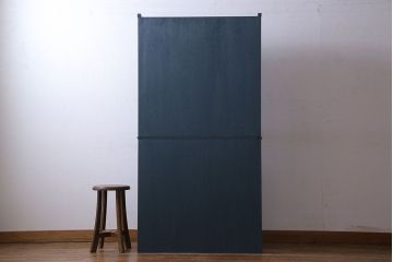ペイント家具　ダイヤガラスと木味がおしゃれな食器棚(キャビネット、収納棚)